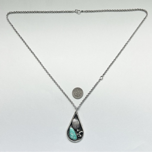 Vintage Southwestern Turquoise Sterling Silver Adjustable Necklace - Picture 8 of 10